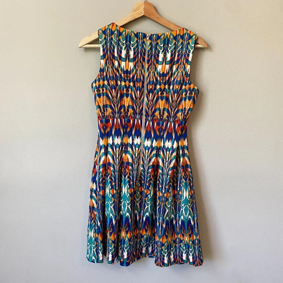 Gabby Skye Women's 4P Petite Sleeveless Patterned Fit and Flare Multicolor Dress - Picture 9 of 16